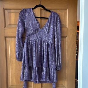 Elegant Purple Long-Sleeve Dress